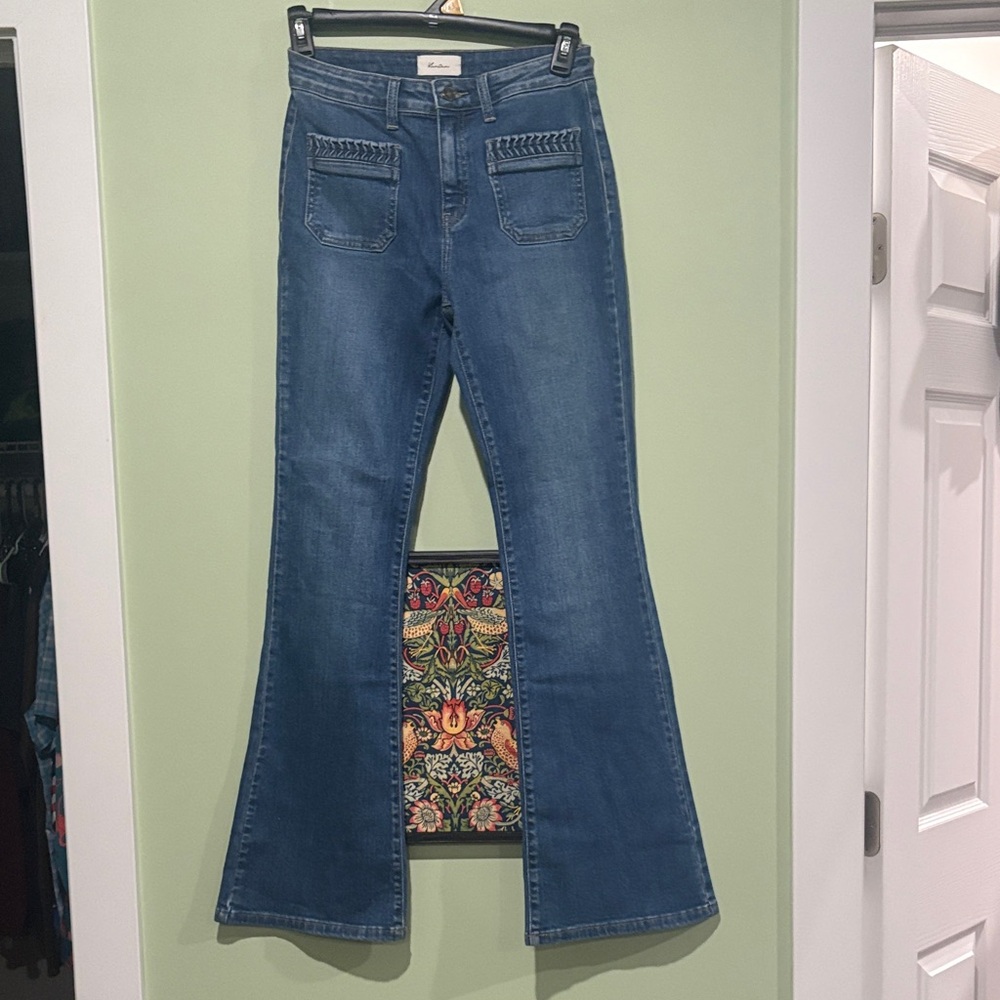 KanCan Blue Flare Jeans with Pocket Detail